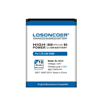 LOSONCOER 4450mAh BL-52UH bateria do LG L70 L65 D285 D320 D325 D329 VS876 D280 D320N DUAL SIM H443 Escape 2 nowy akumulator