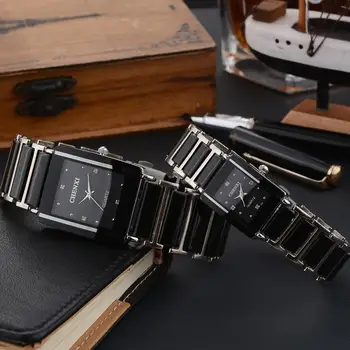CHENXI nowy styl zegarek kwarcowy dla kobiet elegancki, czarny i biały ceramiczny zegarek prosta moda Dziki diament zegarek damski