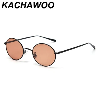 Kachawoo retro okulary słoneczne mężczyźni polaryzacyjne czarne pomarańczowe okrągłe okulary dla kobiet, okrągły, metal, hip hop styl akcesoria drop ship