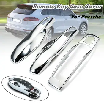 3szt samochód zdalnego pęku kluczy klucz etui pokrywa lustra srebrny chrom klucz Shell wymienić dla Porsche Boxster Cayman, 911 Cayenne Panamera Macan