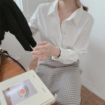 Colorfaith nowy 2020 kobiety Lato Jesień bluzki modne jednorzędowy casual Vintage biuro minimalistyczne bluzki BL773