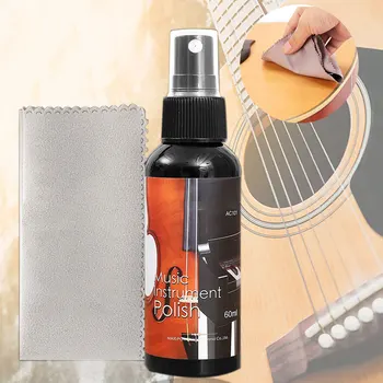 60 ml bas instrument muzyczny ukulele gryf gitara ciąg środek czyszczący zestaw do paznokci płyn pielęgnacja narzędzie usunąć kurz wytrzeć tkaniny