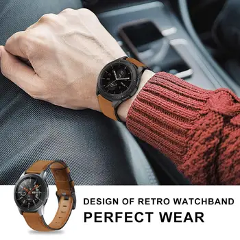 Pasek z naturalnej skóry do samsung Galaxy watch 3 46 mm bransoletka Gear S3 frontier bransoletka Huawei watch 2 gte pasek 22 mm watchband