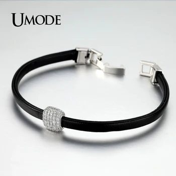 UMODE Brand Design New Leather Charm bransoletki dla kobiet moda biżuteria akcesoria dla imprez Shining Pave CZ Bransoletka z koralików UB0110