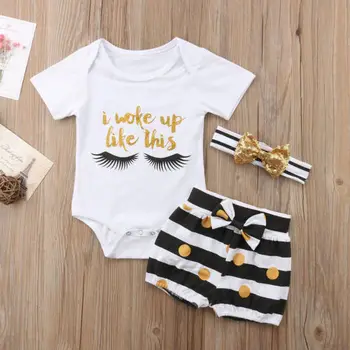 Pudcoco New Casual Toddler Kids Girls Baby Clothes Clothing Outfits Zestawy Wyposażenia Koszulka+Krótkie Spodenki