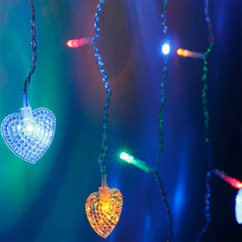 Christamas Love Heart String Light 2*1.5 M led lcicle Light Curtain 8 trybów poprawiny Garden Decor Light String