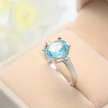 Klasyczny srebrny pierścionek zaręczynowy kobieta 4 pazury projekt AAA niebieski Cyrkon sześciennych obrączka CZ pierścień biżuteria hurtowych