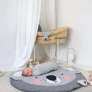 Bawełnianej koc dzieci sypialnia decor gry dla dzieci dywanik okrągły pełzanie dywan cute Koala druku podłoga gry mata do salonu