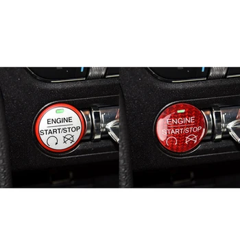 Włókna węglowego silnik Start Stop przycisk naklejka wymiana klucza wystrój akcesoria do Ford Mustang 2016 2017 2018 2019