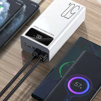 Power Bank 50000mAh przenośna ładowarka LED Light Poverbank Powerbank 50000 mah dodatkowa zewnętrzna bateria dla iPhone Xiaomi Samsung Huawei