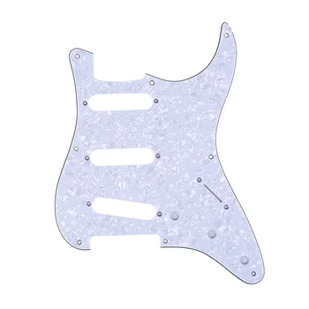 Musiclily Pro 8-Луночный 50s 57 Vintage Style Strat SSS Guitar Pickguard do american Stratocaster, 4Ply White Pearl