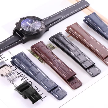 20mm 22mm 24mm naturalna skóra bydlęca skóra watchband Breitling WatchStrap Pilot Watchband bransoletki męskie akcesoria wdrożenie