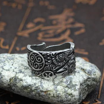 Viking Wrony Pierścienie Celtic Symber Triskele Pierścień Skandynawia Skandynawski Zespół Anel Bague Męskie Biżuteria