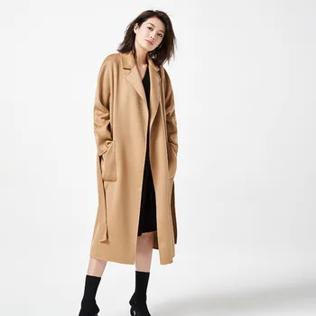 SHENGPALAE 2021 zimowy wysokiej jakości płaszcz dwustronny кашемировое płaszcz wełniany luźna odzież damska kaszmirowy тренчкот A69