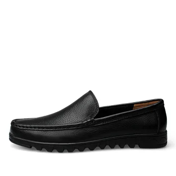 Męskie formalne buty Slip on 2020 wiosna lato czarna sukienka buty dla mężczyzn buty z naturalnej skóry mokasyny mokasyny miękki duży rozmiar