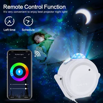Smart Wifi Control Moon Stars Projector Galaxy LED Light Powered by USB 6 Color Party Night Light Home Decor Świąteczny prezent D30