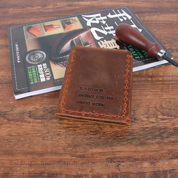 LEACOOL portfel ze skóry naturalnej Men The Secret Life Of Walter Mitty Cow Leather Wallet Vintage Crazy Horse Handmade Wallet