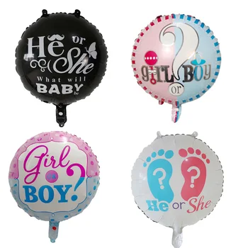 10 szt./lot 18 cali, okrągły, różowy, niebieski płeć ujawnia on lub ona chłopiec czy dziewczynka folia balon hel Baby Shower Party dekoracje balon