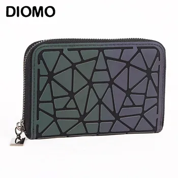 DIOMO 2020 nowy portfel damski moda świecące geometryczny portfel na zamek moneta kopertę posiadacz karty mały krótki portfel dla pań