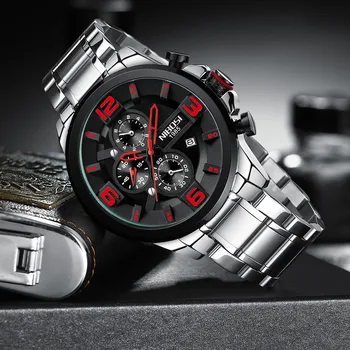 NIBOSI Big Dial Zegarki męskie zegarek luksusowej marki zegarków analogowych męskie wojskowe zegarki Reloj Hombre Whatch Męskie zegarek kwarcowy męskie zegarki sportowe