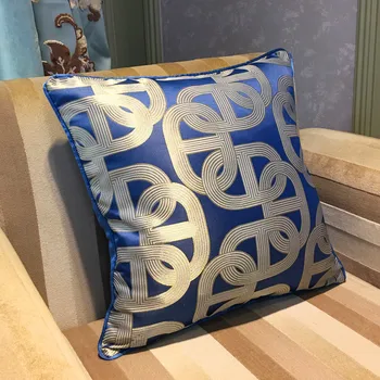 Deluxe nowoczesny geometryczny niebieski elipsa sofa krzesło projektant rzucić pokrowce dekoracyjne kwadratowe Home poszewka 45 x 45 cm