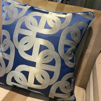 Deluxe nowoczesny geometryczny niebieski elipsa sofa krzesło projektant rzucić pokrowce dekoracyjne kwadratowe Home poszewka 45 x 45 cm
