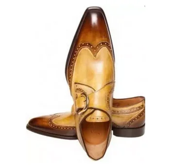 Męskie eleganckie buty nowa moda sztuczna skóra klamra pasek business Casual obuwie wysokiej jakości obuwie dla mężczyzn Zapatos De Hombre AG008