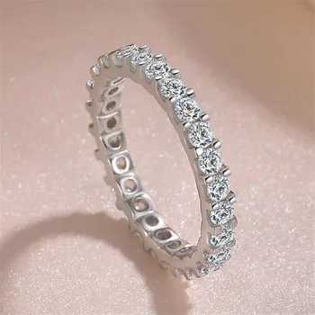 Wieczność jest obietnica pierścienie dla kobiet prawdziwe srebro próby 925 AAAAA cz damska obrączka pierścionek zaręczynowy ślub zestaw biżuterii oświadczenie
