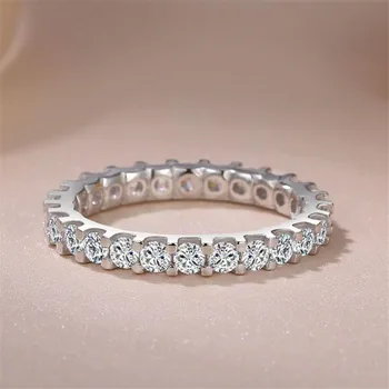 Wieczność jest obietnica pierścienie dla kobiet prawdziwe srebro próby 925 AAAAA cz damska obrączka pierścionek zaręczynowy ślub zestaw biżuterii oświadczenie