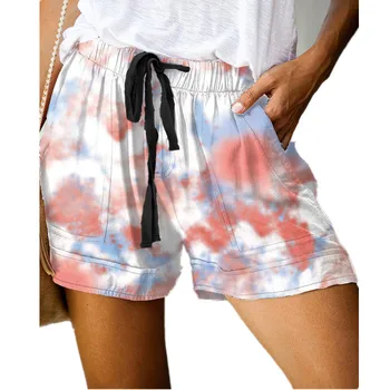 5XL nowy krawat barwnik druku letnie damskie szorty plaża połowy talii proste spodenki rurki Modne damskie casual plus rozmiar krótkie spodnie