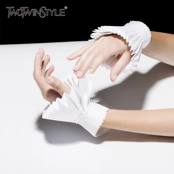 GALCAUR plisowane rękawy raglan z rękawic kobiece falbanki białe mankiety wiosna lato 2020 kobiece rocznika akcesoria mody