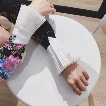 GALCAUR plisowane rękawy raglan z rękawic kobiece falbanki białe mankiety wiosna lato 2020 kobiece rocznika akcesoria mody