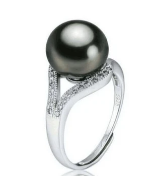 ZCD pierścień 320+++11 mm ogromny tahitian prawdziwy Black pearl pierścień