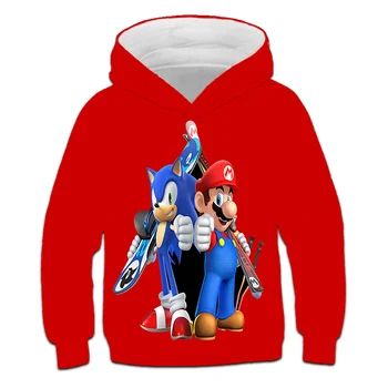 Super fajne bluzy Sonic The Hedgehog z Kapturem odzież Dziecięca Baby Boys odzież Teen Girls topy piękne prezenty na urodziny 4-14Y