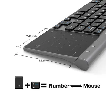 2.4 Ghz Usb Wireless Mini Keyboard Met Nummer Touchpad Numeriek Toetsenbord Voor Android Windows tablet,pulpit,laptopa, PC