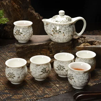 Jingdezhen 7шт serwis do herbaty niebieski i biały porcelany reflektor ścienny kubek twórczy kwiat Smok Мутейн lub herbaty kung fu serwis do herbaty łyżeczka naczynia