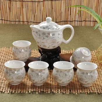 Jingdezhen 7шт serwis do herbaty niebieski i biały porcelany reflektor ścienny kubek twórczy kwiat Smok Мутейн lub herbaty kung fu serwis do herbaty łyżeczka naczynia