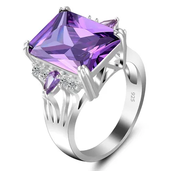 Luksusowe Retro Pierścienie Dla Kobiet Elegancki Lady Fioletowy Kryształ Pierścień Biżuteria Kobieta Szampana Palec Partia Biżuterii