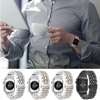 Pasek ze stali nierdzewnej dla Apple Watch Series 6 se 5 4 38 mm wymienne paski Smartwatch bransoletka dla mc 42 40 mm pasek na nadgarstek