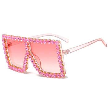 Moda ponadgabarytowych kwadratowe kolorowe diamentowe okulary Kobiety luksusowej marki design duża ramka okulary damskie UV400 odcienie