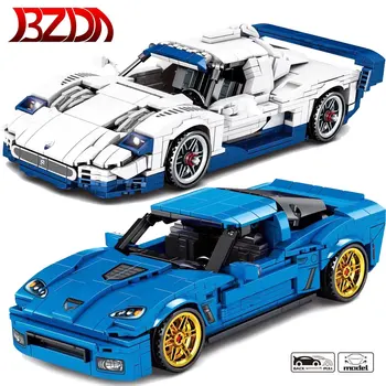 BZDA Technic, City Mechanical Car Building Blocks znani mistrzowie prędkości racer samochód super Diy Toys Sets model MOC Gift