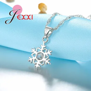 Elegancki Śnieżynka wisiorek 925 srebro cyrkon luksusowy kamień zestawy biżuterii dla kobiet ślub naszyjnik/kolczyki