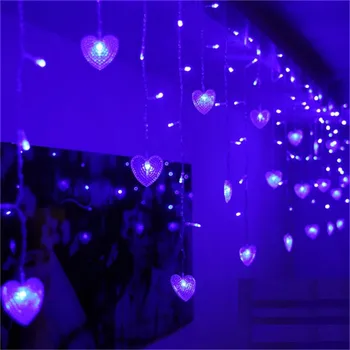 3.5 M 96Leds Hearts Shape LED String Light Curtain For Christmas Wedding Party Decoration Lights Festival Garlands