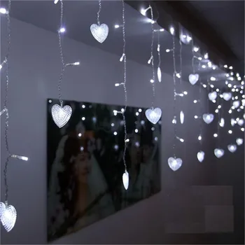 3.5 M 96Leds Hearts Shape LED String Light Curtain For Christmas Wedding Party Decoration Lights Festival Garlands