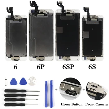1szt Dla iphone 6, 6plus 6s 6splus wyświetlacz LCD kompletny zestaw do montażu ekranu z wymianą części z przedniej kamery bez przycisku home