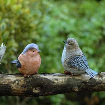 6 Szt. Ozdoby Ogrodowe Zwierząt Gra Czterdziestu Żywica Mały Ptak Miniatury Figurki Ptak Domowy Ogród Drzewa Ozdoby Dostawy