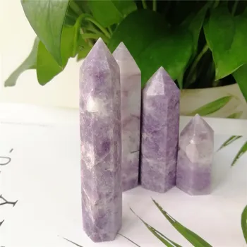 1-4szt naturalny fioletowy кунцит kwarc obelisk Kryształ różdżka punkt uzdrawiania kamienie próbki oryginalne kryształy i minerały prezenty