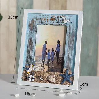 Wzór drewniany 4x6 cala ramka retro morze śródziemne prostokątna planszowa rodzinna ramka na zdjęcia