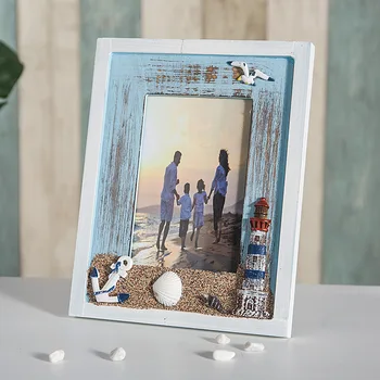 Wzór drewniany 4x6 cala ramka retro morze śródziemne prostokątna planszowa rodzinna ramka na zdjęcia