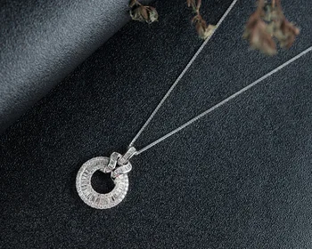Elegancki naszyjnik 925 srebro próby okrąg pełna Cyrkon kamień z serca/klamry wisiorek naszyjnik dla kobiet Bijoux Collares